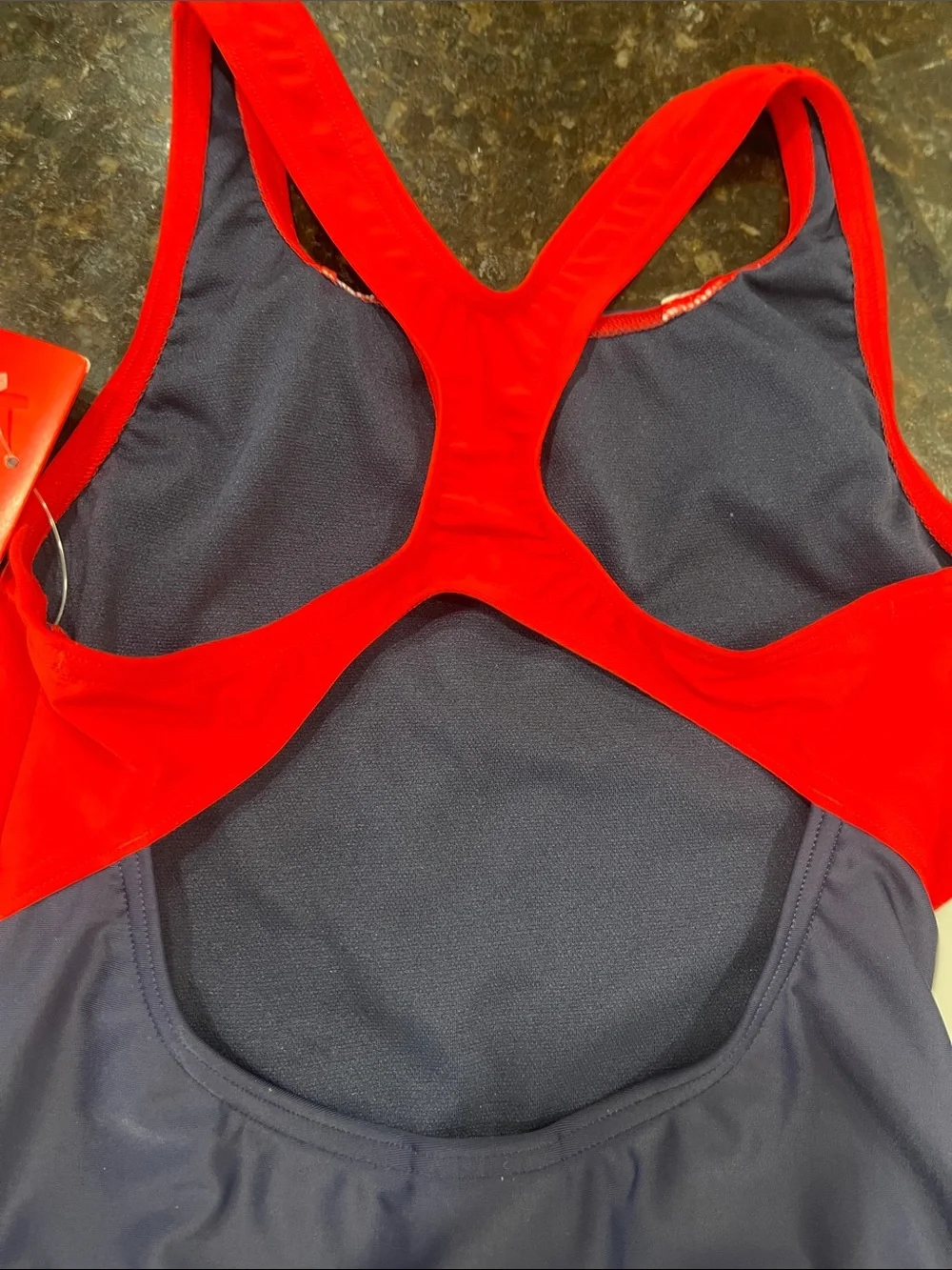 Speedo Navy, White & Red Girls One-Piece Rash Guard